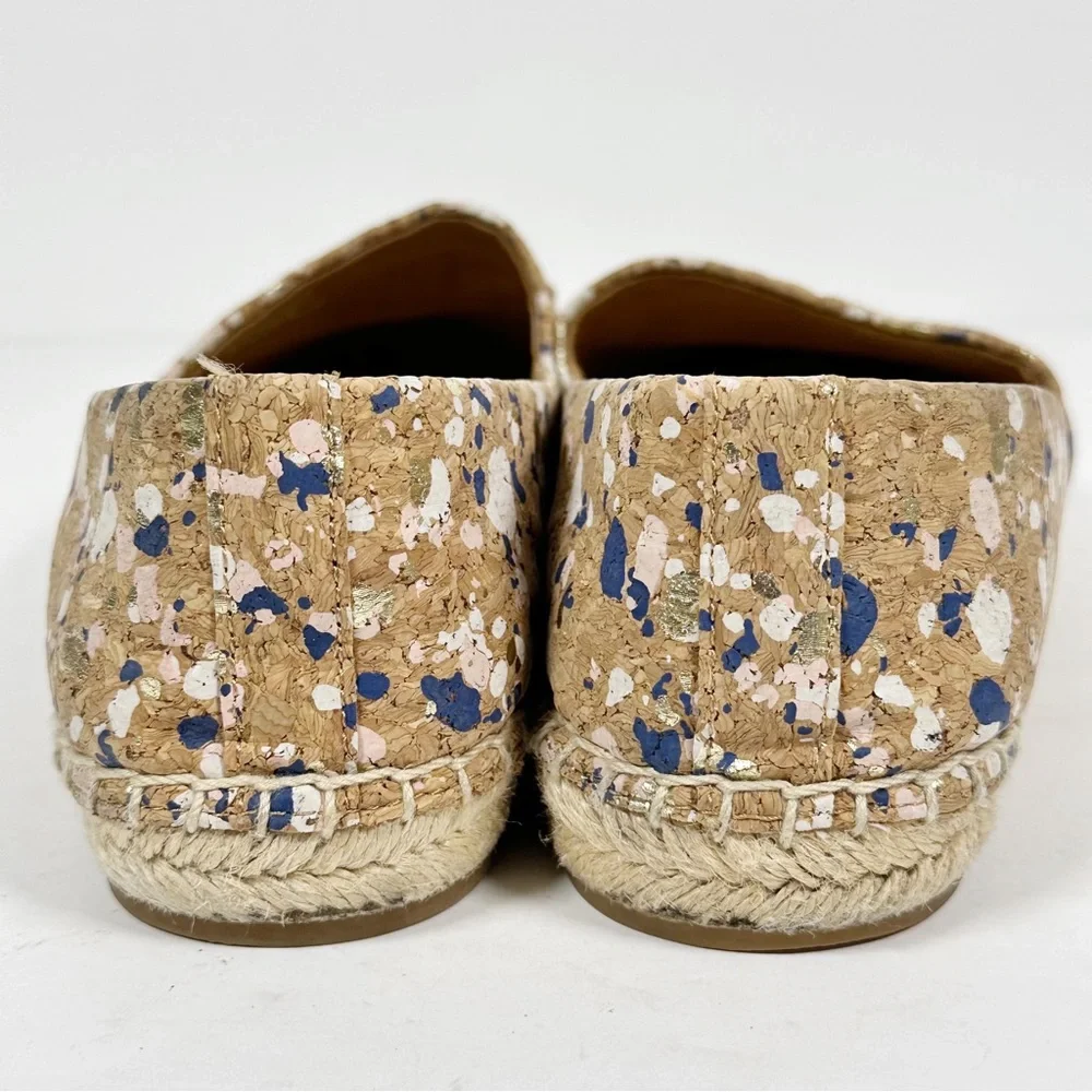 Tory Burch Ines Metallic Confetti Cork Espadrilles